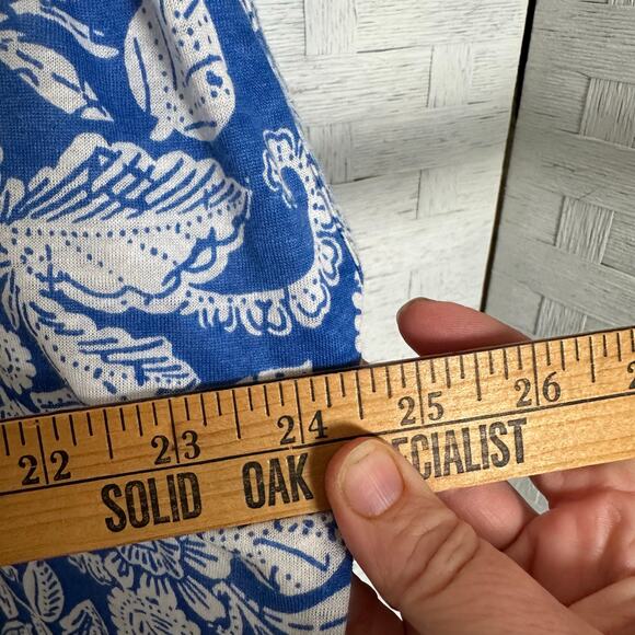 Loft women’s T-shirt Dolman sleeve blue white paisley Linen blend cool breezy  - Picture 6 of 8